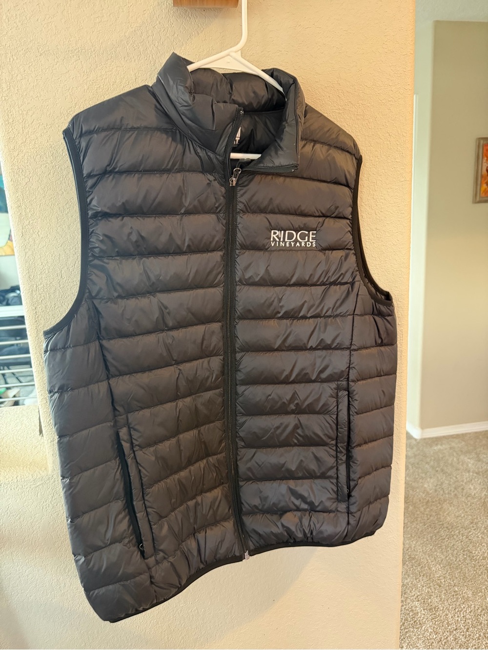 Weatherproof Black Quilted Puffer Vest with Ridge Vineyards Logo